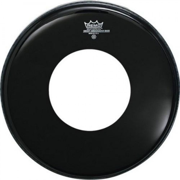 Remo 20'' Ebony Ambassador Bass Drum Pre-Cute Hole